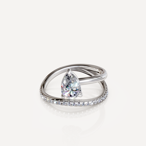 pear cut crossover ring